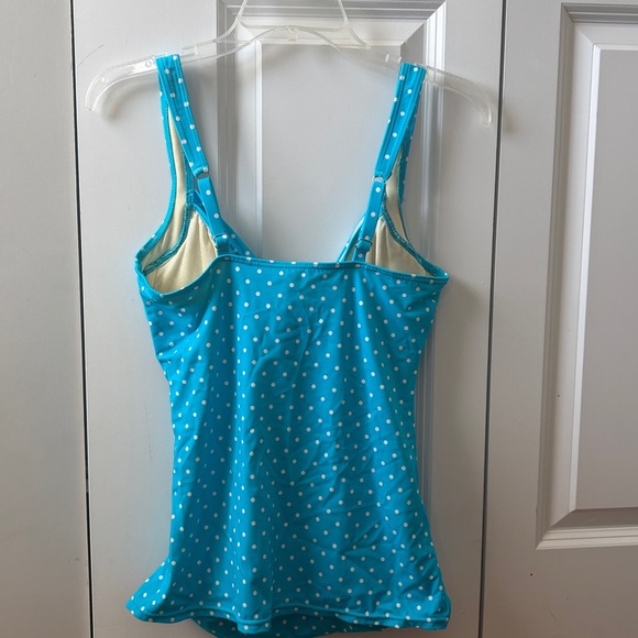 Talbots MIRACLESUIT® RIVIERA DOT RUFFLE TANKINI TOP SIZE 10 - Picture 2 of 5